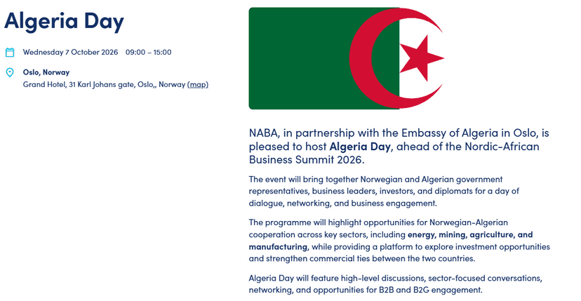 ALGERIA DAY 07 October 2026 - Oslo