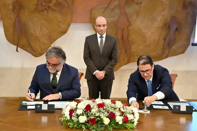 Mr. Chaib presides over the launch ceremony of the joint Algerian-Portuguese stamp issue marking the 50th anniversary of the re-establishment of diplomatic relations between the two countries